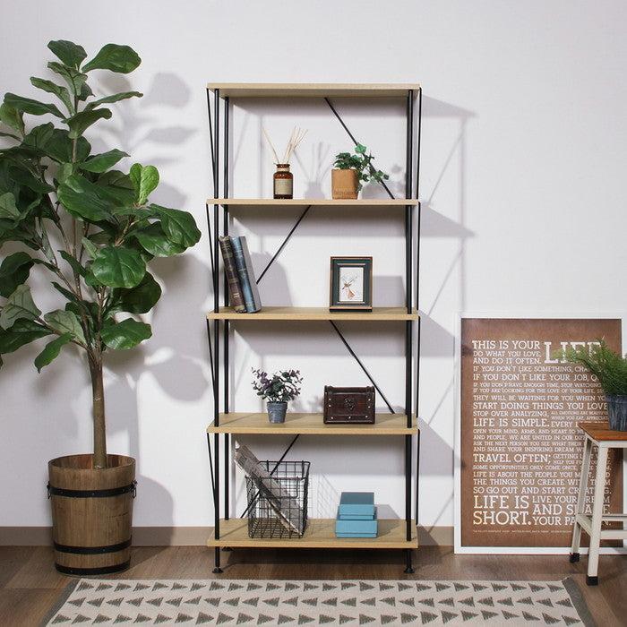 EZBOツイストロック オープンラック5段 OAK NA EZ-OP05 オｰクナチュラル 幅615×奥行306×高さ1390mm fj-71891の画像