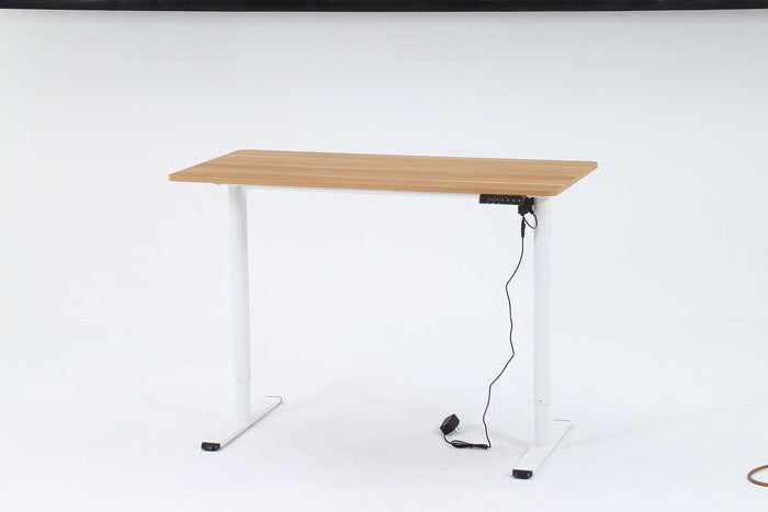 電動昇降 デスク クロイー NA×WH ナチュラル×ホワイト 組立品 W1200×D610×H730-1180mm fj-72051の画像