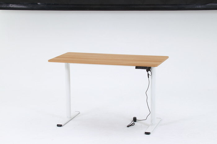 電動昇降 デスク クロイー NA×WH ナチュラル×ホワイト 組立品 W1200×D610×H730-1180mm fj-72051の画像