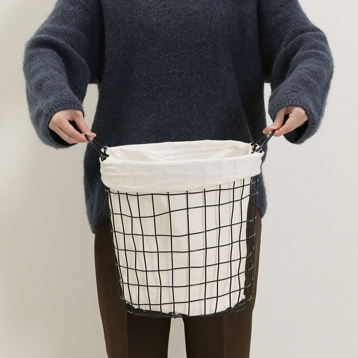バスケットラウンドS ワイヤー ブラック 完成品 W300×D300×H300mm 0.5kg fj-72460の画像
