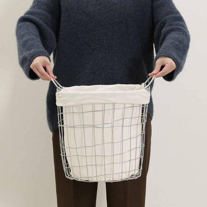 バスケットラウンドS ワイヤー シルバー 完成品 W300×D300×H300mm 0.5kg fj-72461の画像