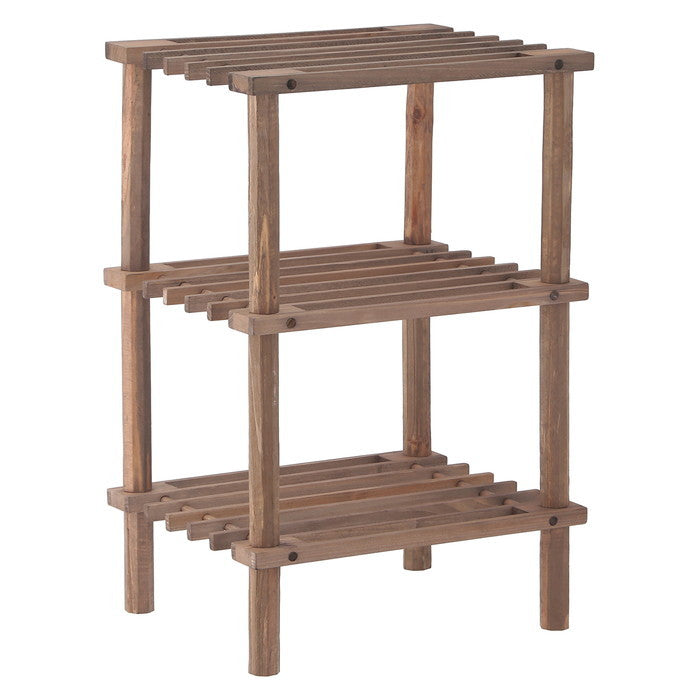 マルチ フリーラック ハーフ 3段 ブラウン 幅315×奥行265×高さ480 fj-72492の画像