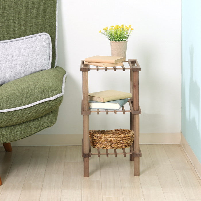 マルチ フリーラック ハーフ 3段 ブラウン 幅315×奥行265×高さ480 fj-72492の画像