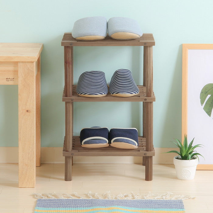 マルチ フリーラック ハーフ 3段 ブラウン 幅315×奥行265×高さ480 fj-72492の画像