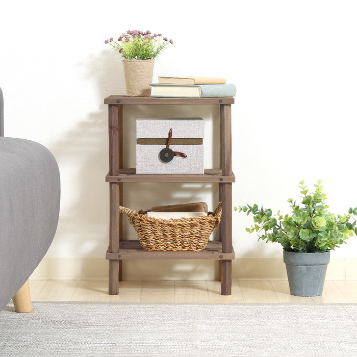 マルチ フリーラック ハーフ 3段 ブラウン 幅315×奥行265×高さ480 fj-72492の画像