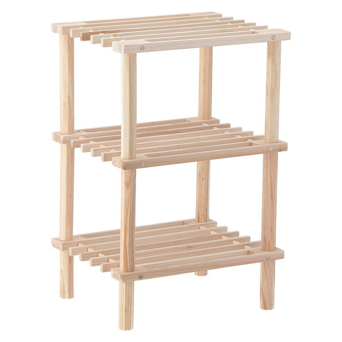 マルチ フリーラック ハーフ 3段 ナチュラル 幅315×奥行265×高さ480 fj-72494の画像