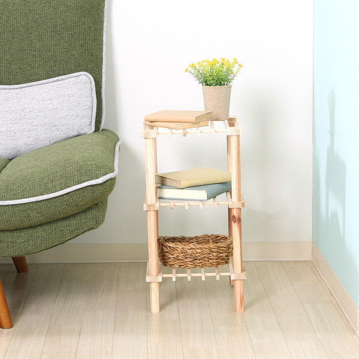 マルチ フリーラック ハーフ 3段 ナチュラル 幅315×奥行265×高さ480 fj-72494の画像