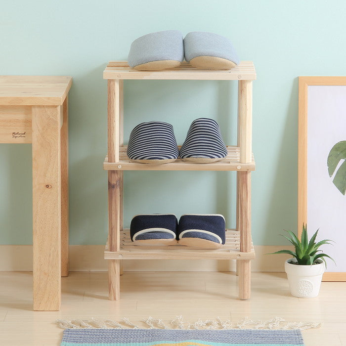 マルチ フリーラック ハーフ 3段 ナチュラル 幅315×奥行265×高さ480 fj-72494の画像