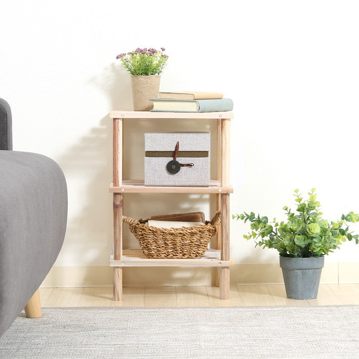 マルチ フリーラック ハーフ 3段 ナチュラル 幅315×奥行265×高さ480 fj-72494の画像