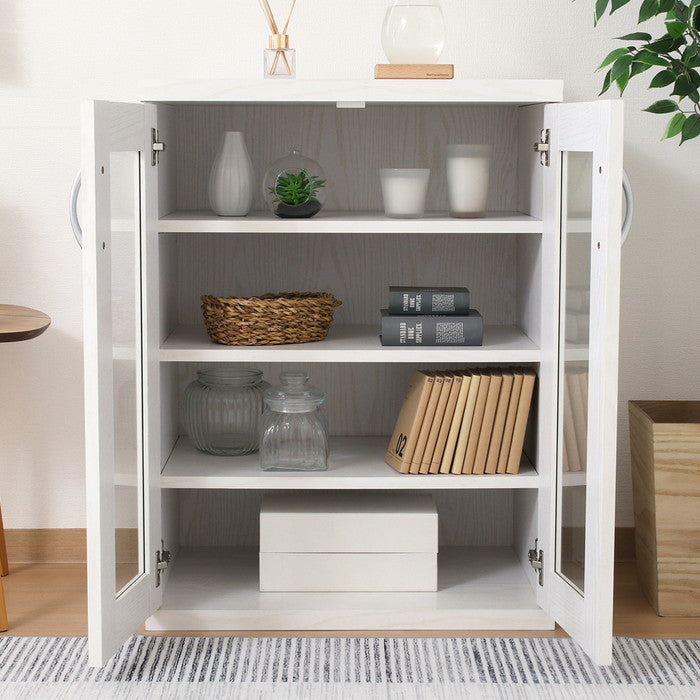 ラルゴ キャビネット オークWH 6080CA オｰクホワイト 幅600×奥行415×高さ800mm fj-73410の画像