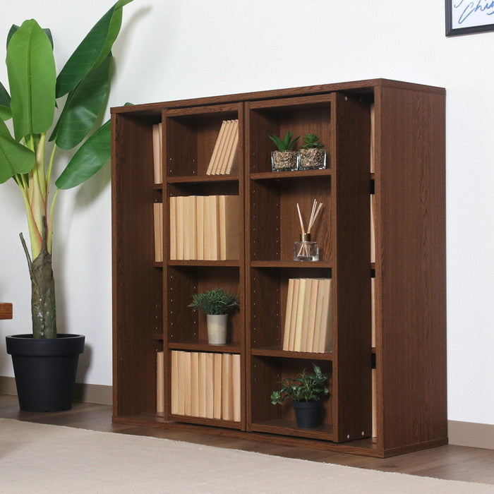 ダブルスライドラック オークBR DS9090 DS9090 オｰクブラウン 幅890×奥行290×高さ890mm fj-73415の画像