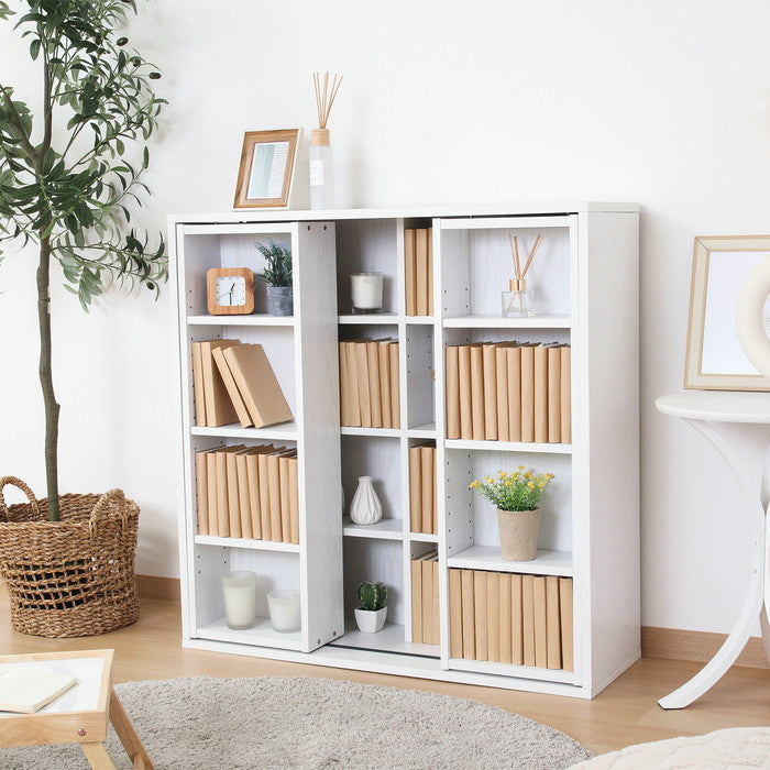 ダブルスライドラック オークWH DS9090 DS9090 オｰクホワイト 幅890×奥行290×高さ890mm fj-73416の画像