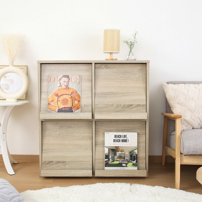 ディスプレイラック 4マス オーク DP8085 DP8085 オｰク 幅800×奥行400×高さ850mm fj-73417の画像