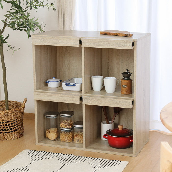 ディスプレイラック 4マス オーク DP8085 DP8085 オｰク 幅800×奥行400×高さ850mm fj-73417の画像