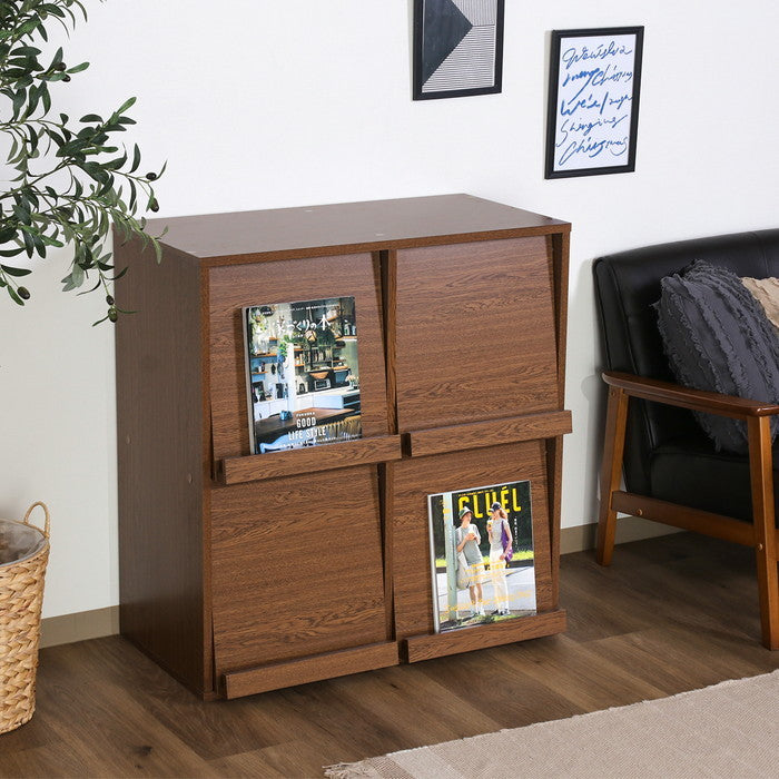 ディスプレイラック 4マス オークBR DP8085 DP8085 オｰクブラウン 幅800×奥行400×高さ850mm fj-73418の画像