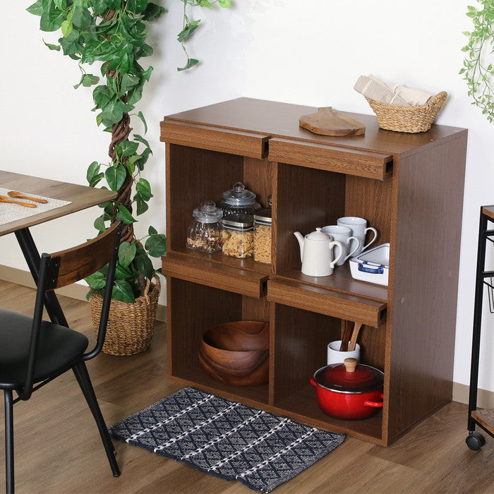 ディスプレイラック 4マス オークBR DP8085 DP8085 オｰクブラウン 幅800×奥行400×高さ850mm fj-73418の画像