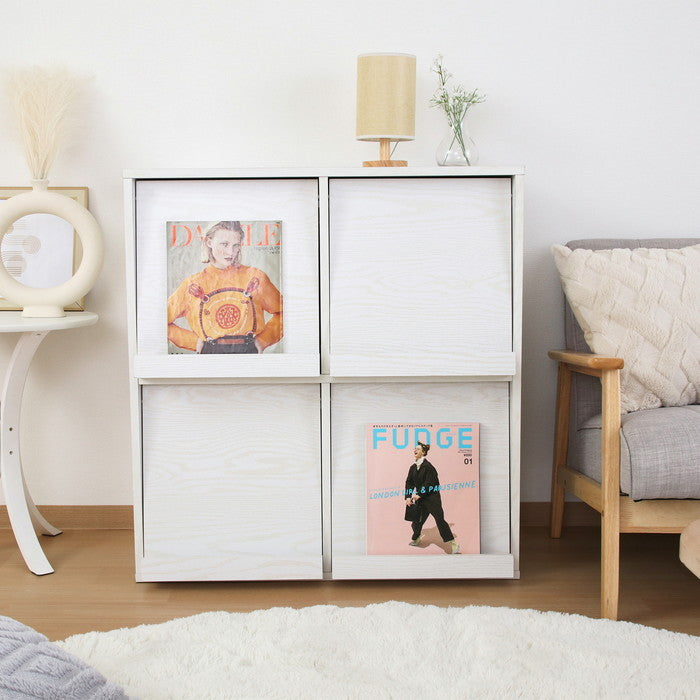 ディスプレイラック 4マス オークWH DP8085 DP8085 オｰクホワイト 幅800×奥行400×高さ850mm fj-73419の画像