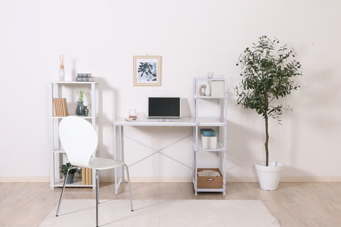 左右組み換えラック付きデスク ルカ ストーン 大理石 幅1100×奥行530×高さ1150mm fj-73613の画像