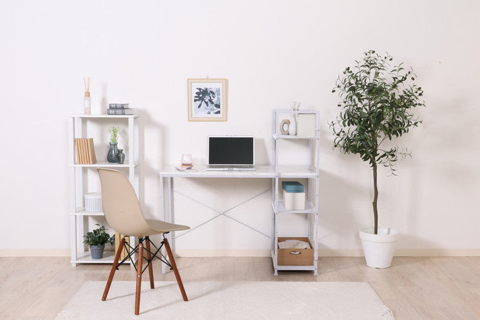 左右組み換えラック付きデスク ルカ ストーン 大理石 幅1100×奥行530×高さ1150mm fj-73613の画像