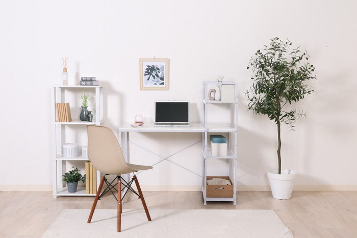 左右組み換えラック付きデスク ルカ ストーン 大理石 幅1100×奥行530×高さ1150mm fj-73613の画像