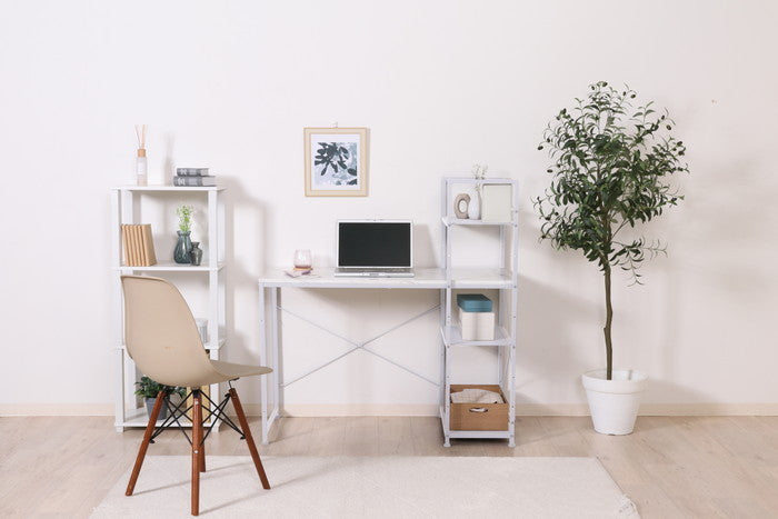 左右組み換えラック付きデスク ルカ ストーン 大理石 幅1100×奥行530×高さ1150mm fj-73613の画像