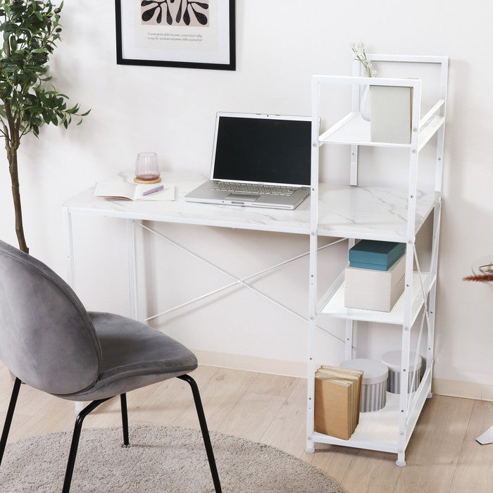 左右組み換えラック付きデスク ルカ ストーン 大理石 幅1100×奥行530×高さ1150mm fj-73613の画像