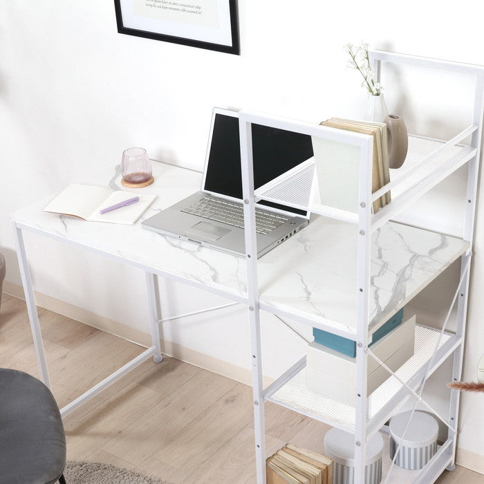 左右組み換えラック付きデスク ルカ ストーン 大理石 幅1100×奥行530×高さ1150mm fj-73613の画像