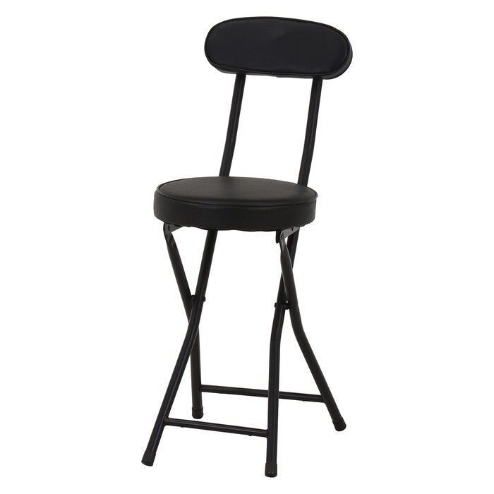 折りたたみ チェアPU BK ブラック 完成品 W300×D455×H760mm 2.5kg fj-73618の画像