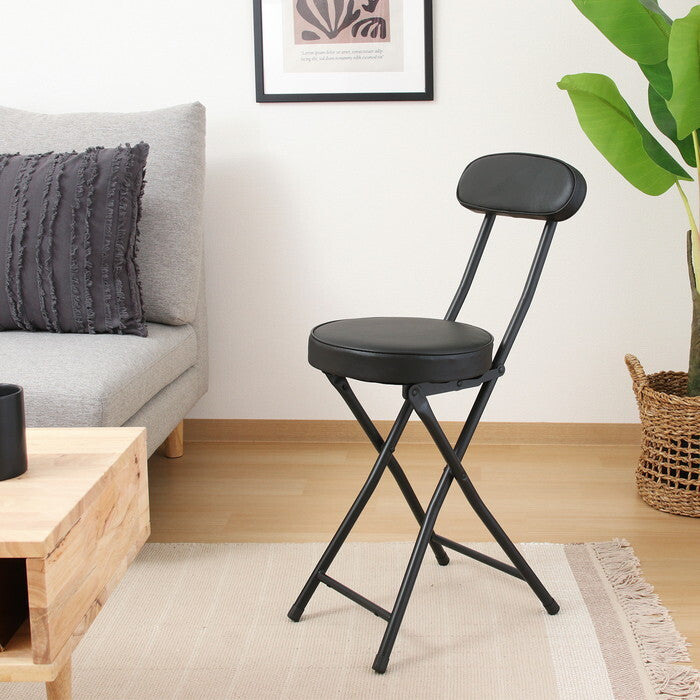 折りたたみ チェアPU BK ブラック 完成品 W300×D455×H760mm 2.5kg fj-73618の画像