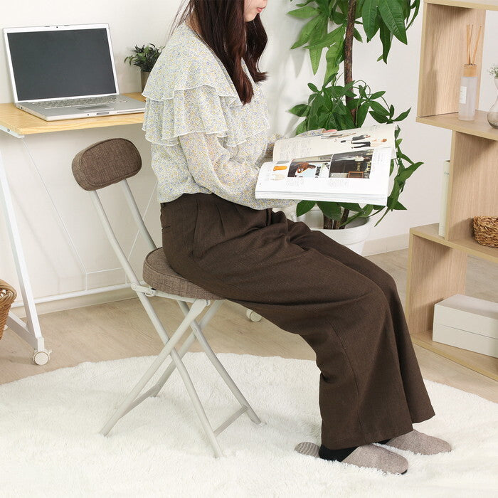 折りたたみ チェア BR ブラウン 完成品 W300×D455×H760mm 2.5kg fj-73619の画像