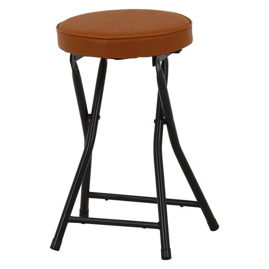 スツール 折りたたみ PU BR ブラウン 完成品 W330×D320×H495mm 2kg fj-73621の画像