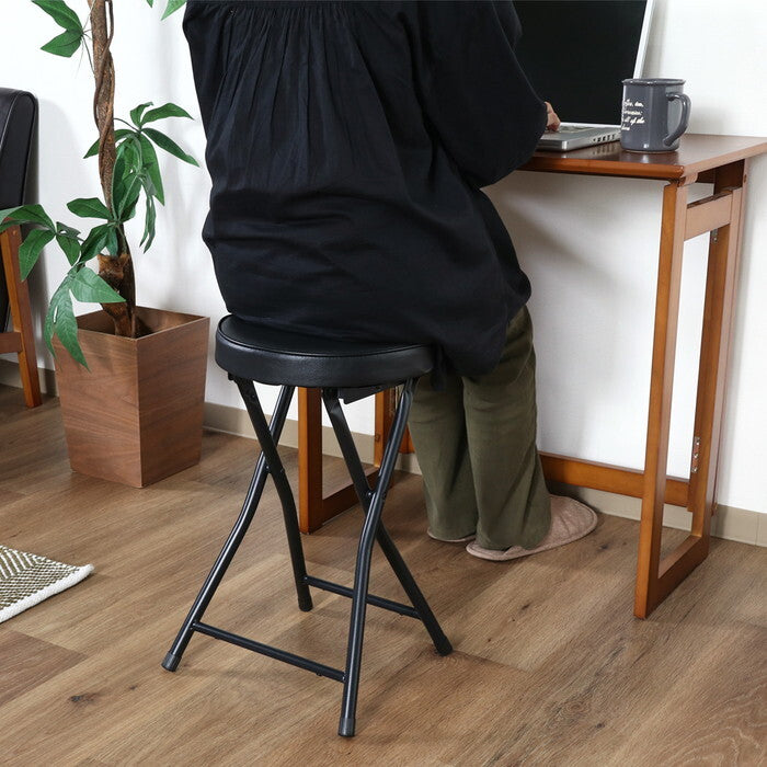 スツール 折りたたみ PU BK ブラック 完成品 W330×D320×H495mm 2kg fj-73622の画像