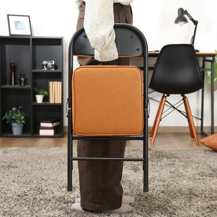 折りたたみ チェア ロータイプPU BR ブラウン 完成品 W340×D340×H535mm 2.35kg fj-73625の画像
