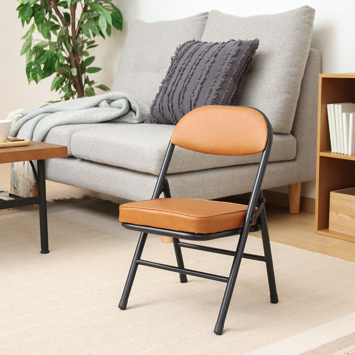 折りたたみ チェア ロータイプPU BR ブラウン 完成品 W340×D340×H535mm 2.35kg fj-73625の画像