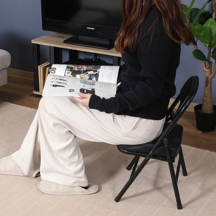 折りたたみ チェア ロータイプPU BK ブラック 完成品 W340×D340×H535mm 2.35kg fj-73626の画像