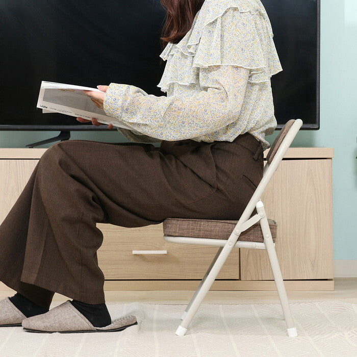 折りたたみ チェア ロータイプ BR ブラウン 完成品 W340×D340×H535mm 2.35kg fj-73627の画像