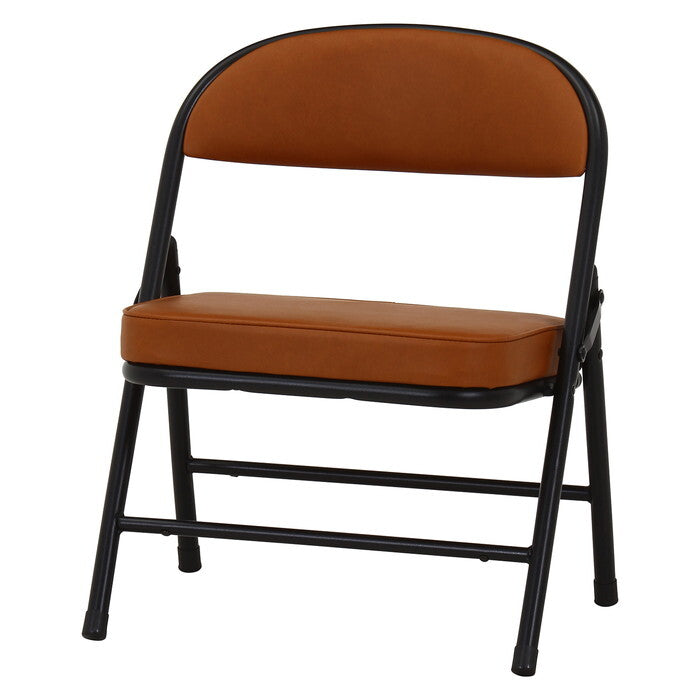 折りたたみ チェア ロータイプワイドPU BR ブラウン 完成品 W430×D370×H515mm 2.85kg fj-73629の画像