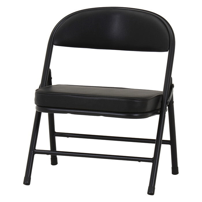 折りたたみ チェア ロータイプワイドPU BK ブラック 完成品 W430×D370×H515mm 2.85kg fj-73630の画像