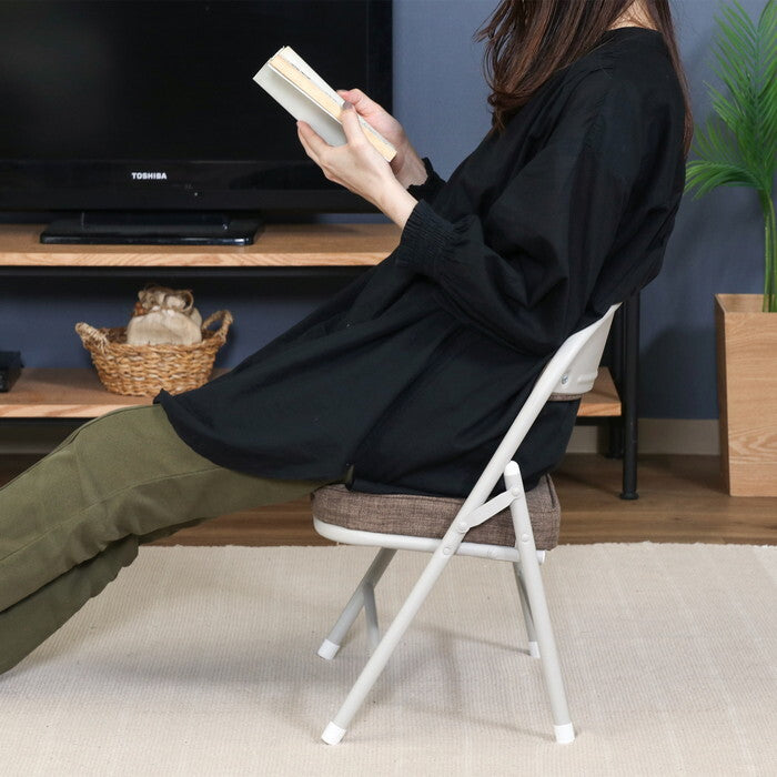 折りたたみ チェア ロータイプ ワイド BR ブラウン 完成品 W430×D370×H515mm 3kg fj-73631の画像