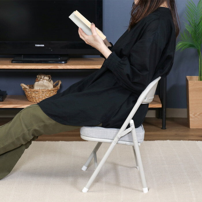 折りたたみ チェア ロータイプ ワイド GY グレー 完成品 W430×D370×H515mm 3kg fj-73632の画像