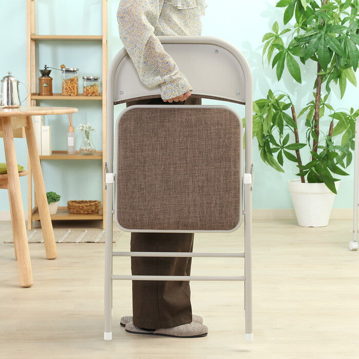 折りたたみ チェア クッション付き BR ブラウン 完成品 W470×D450×H780mm 4kg fj-73647の画像