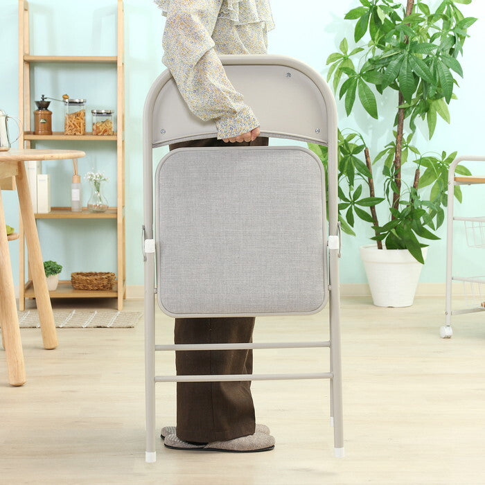 折りたたみ チェア クッション付き GY グレー 完成品 W470×D450×H780mm 4kg fj-73648の画像