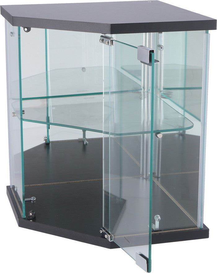 卓上ガラスコレクションケース コーナー BK G309 BK ブラック 幅350×奥行350×高さ425mm fj-74075の画像