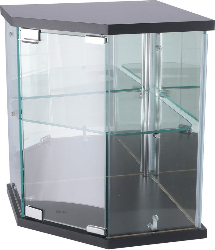 卓上ガラスコレクションケース コーナー BK G309 BK ブラック 幅350×奥行350×高さ425mm fj-74075の画像