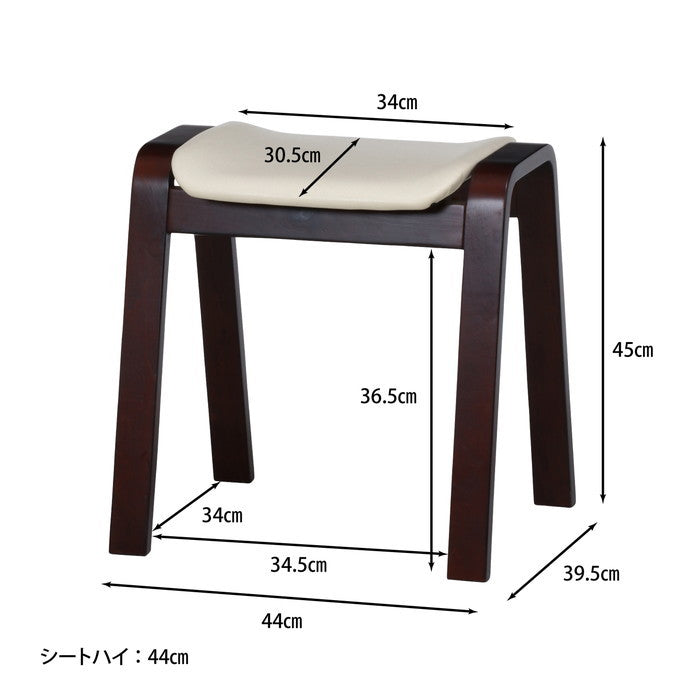 曲木スツール ハイ CF-406 DBR/PU・IV ダークブラウン／アイボリー 440×395×450 fj-75319