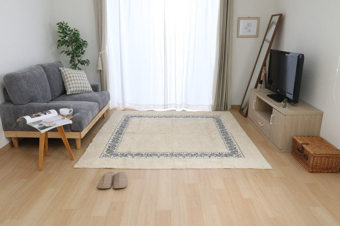 コットンラグ BANDANA 185×185cm WH×NV 幅1850×奥行1850×高さ10 fj-7647の画像