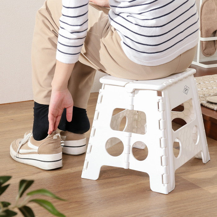 フォールディング ステップ スツール 折りたたみ 踏み台 H32cm WH ホワイト 幅370×奥行300×高さ320 fj-77520の画像