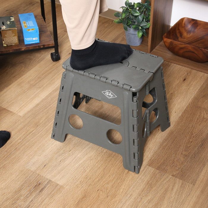 フォールディング ステップ スツール 折りたたみ 踏み台 H32cm KH カーキ 幅370×奥行300×高さ320 fj-77521の画像