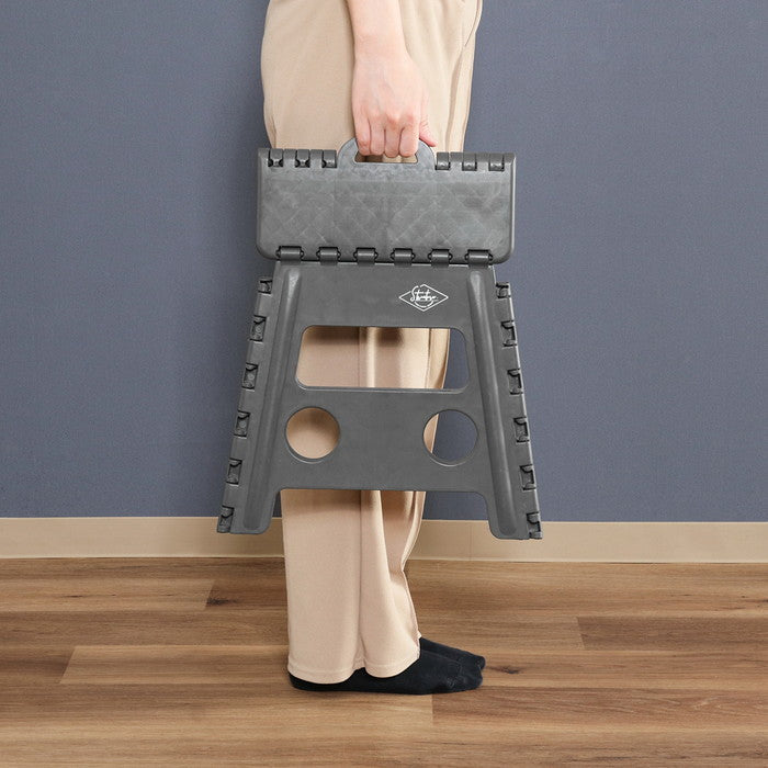 フォールディング ステップ スツール 折りたたみ 踏み台 H32cm KH カーキ 幅370×奥行300×高さ320 fj-77521の画像