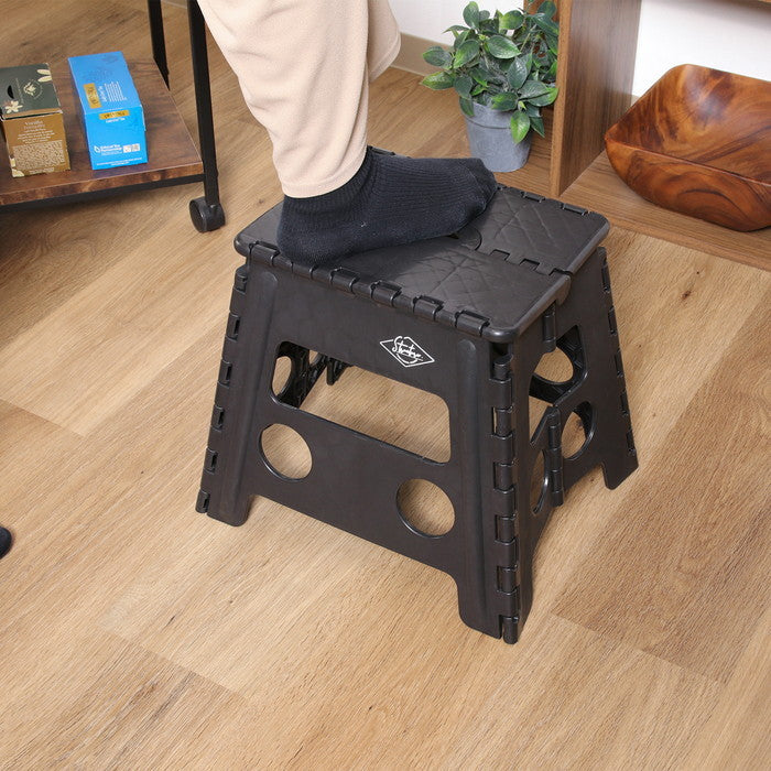 フォールディング ステップ スツール 折りたたみ 踏み台 H32cm BK ブラック 幅370×奥行300×高さ320 fj-77522の画像